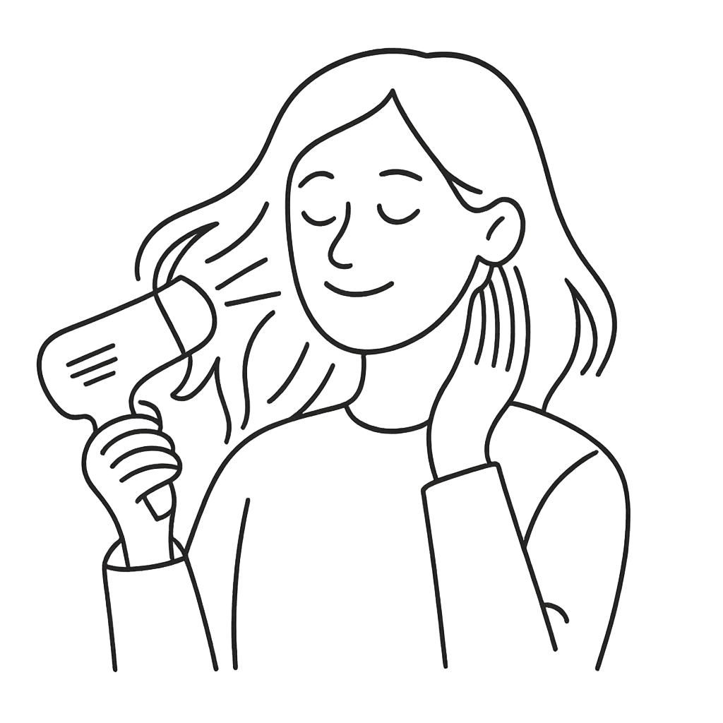 髪を乾かしている女性／AMUBELLE／アンベル