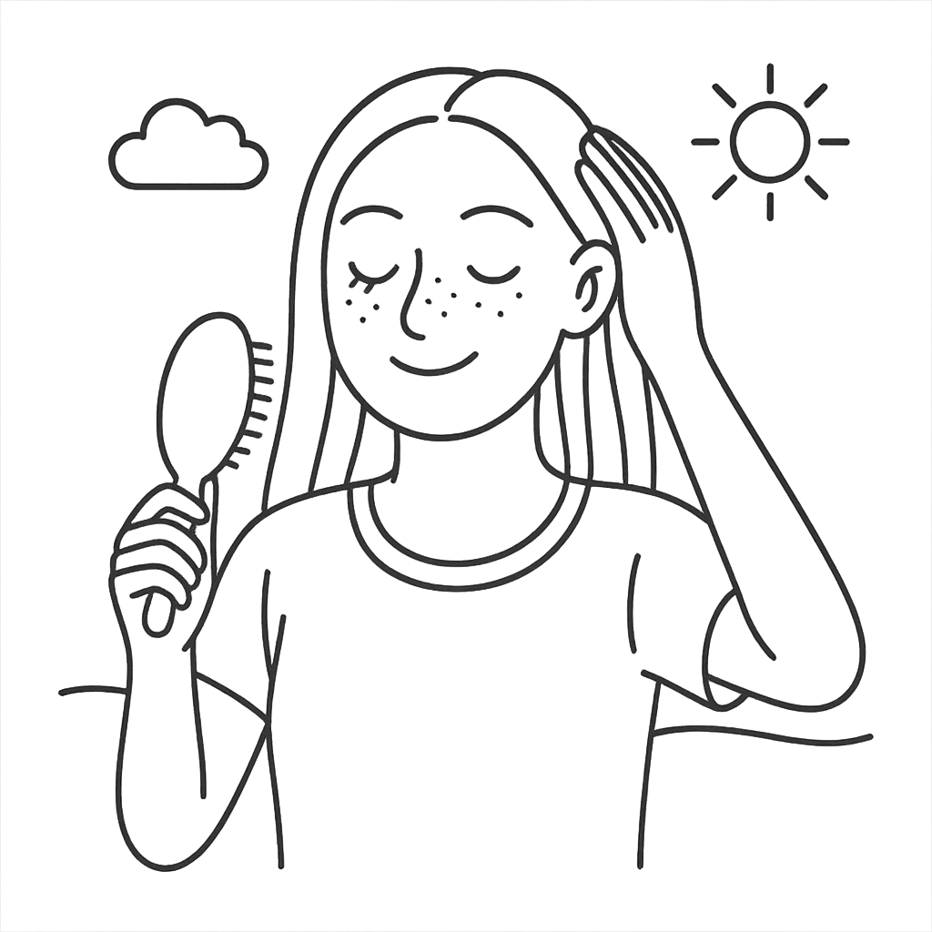 髪をとかしている女性／AMUBELLE／アンベル