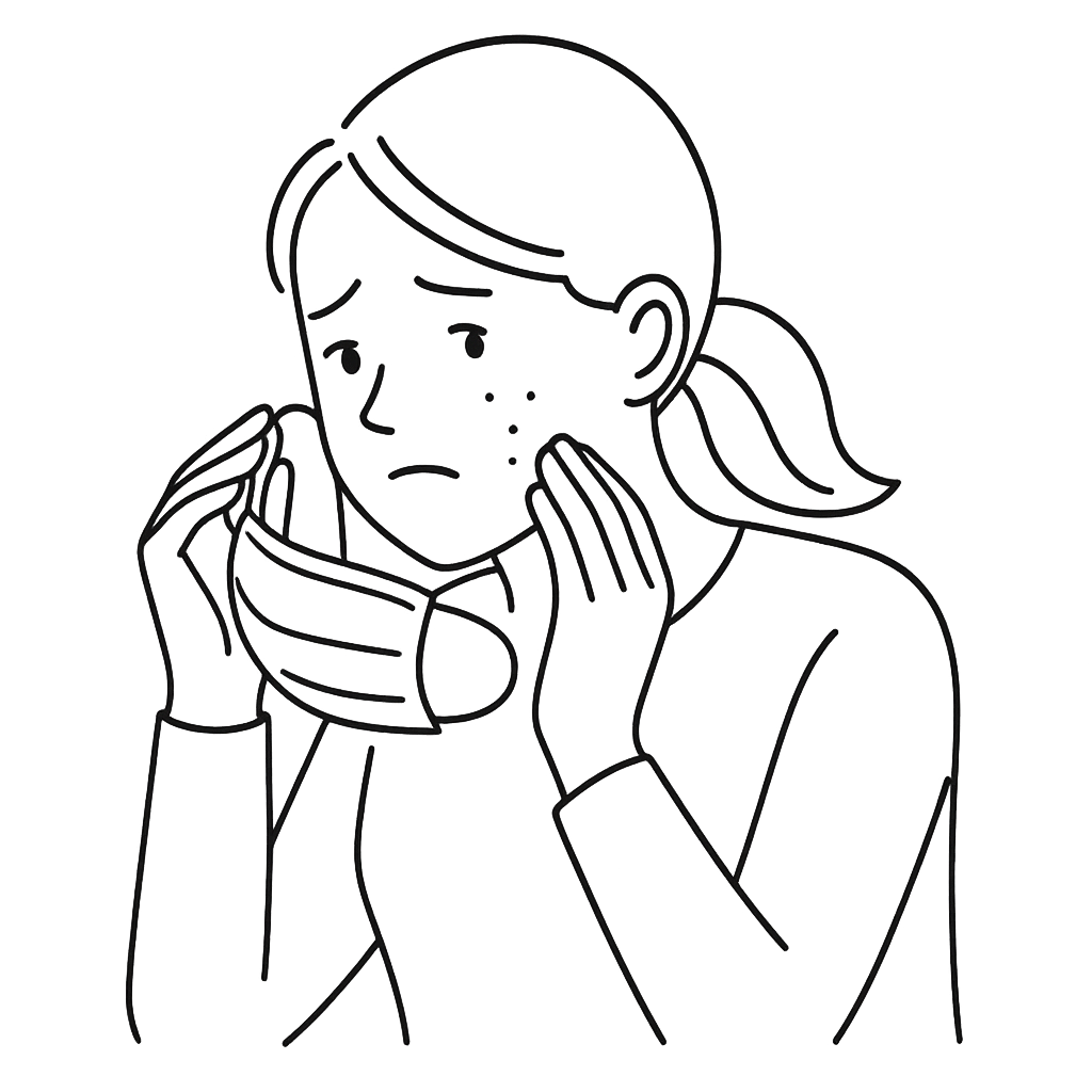 マスクで肌荒れしている女性／AMUBELLE／アンベル