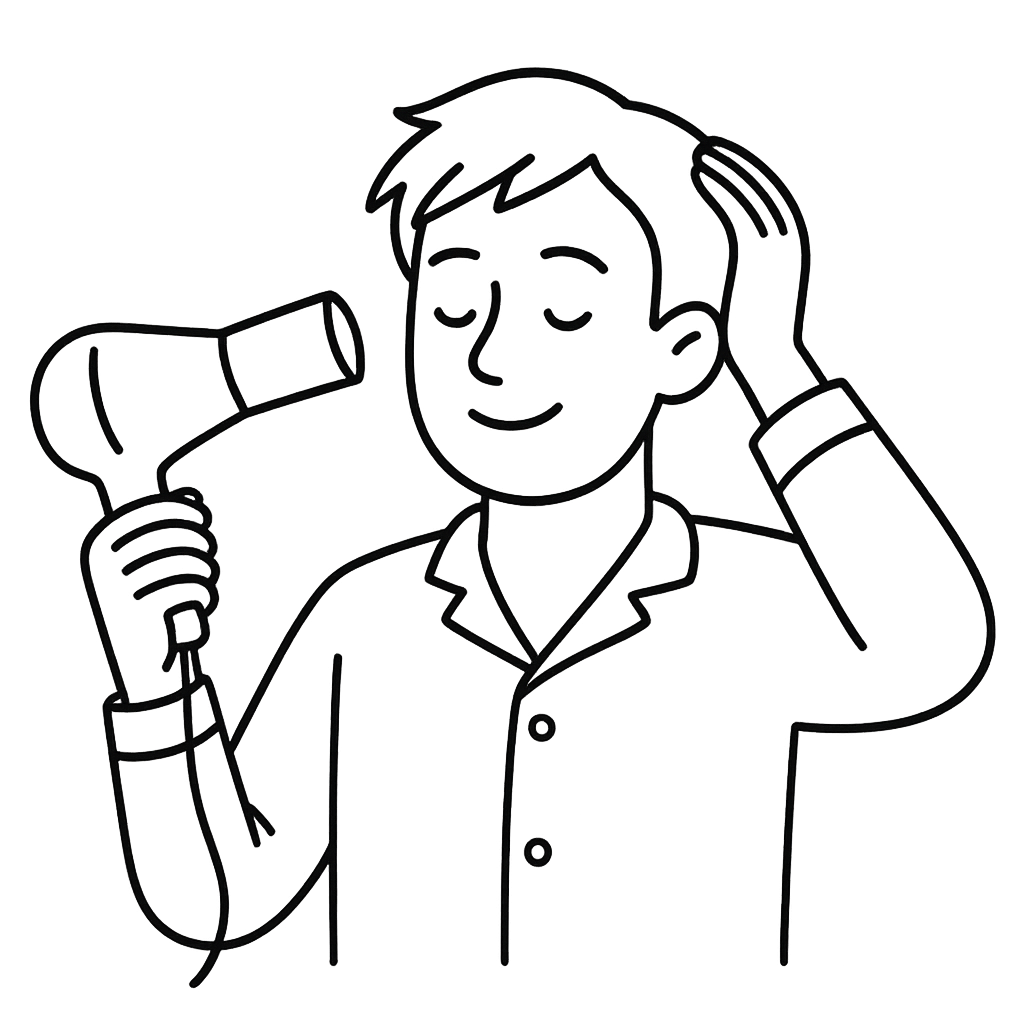 ドライヤーをしている男性／AMUBELLE／アンベル