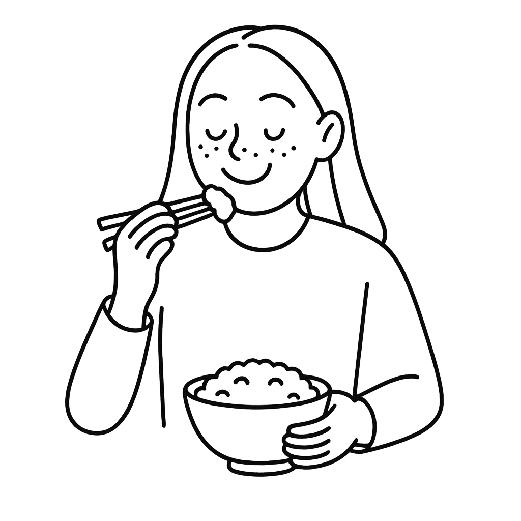 ご飯を食べている女性／AMUBELLE／アンベル