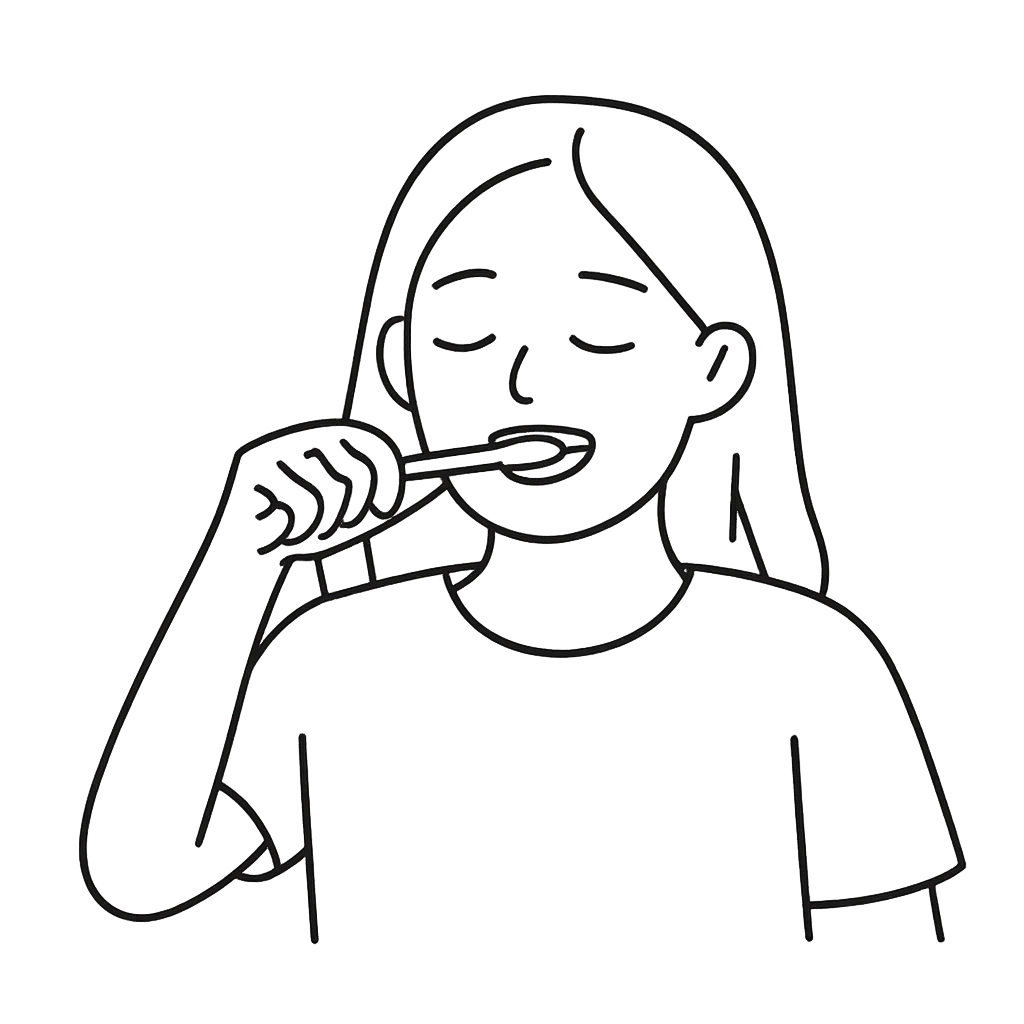 歯磨きしている女性／AMUBELLE／アンベル