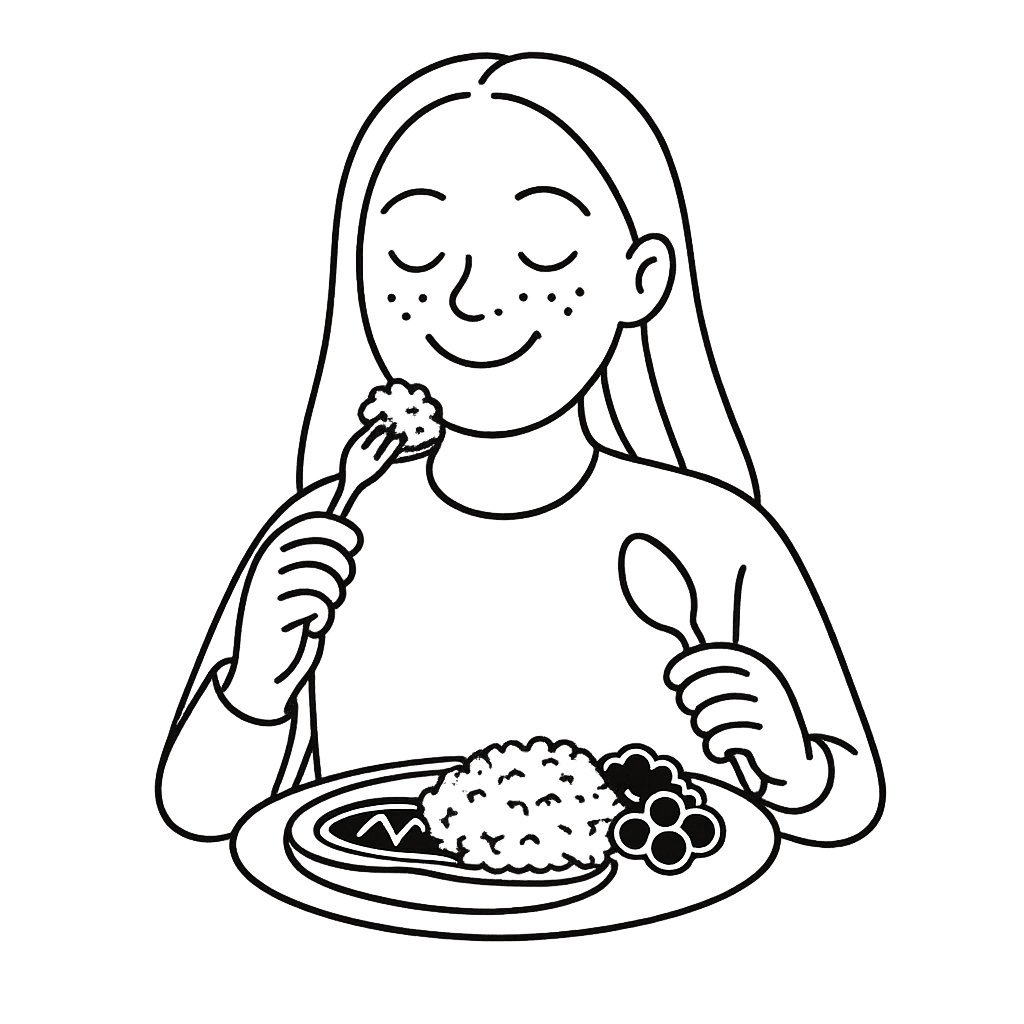 ご飯を食べている女性／AMUBELLE／アンベル