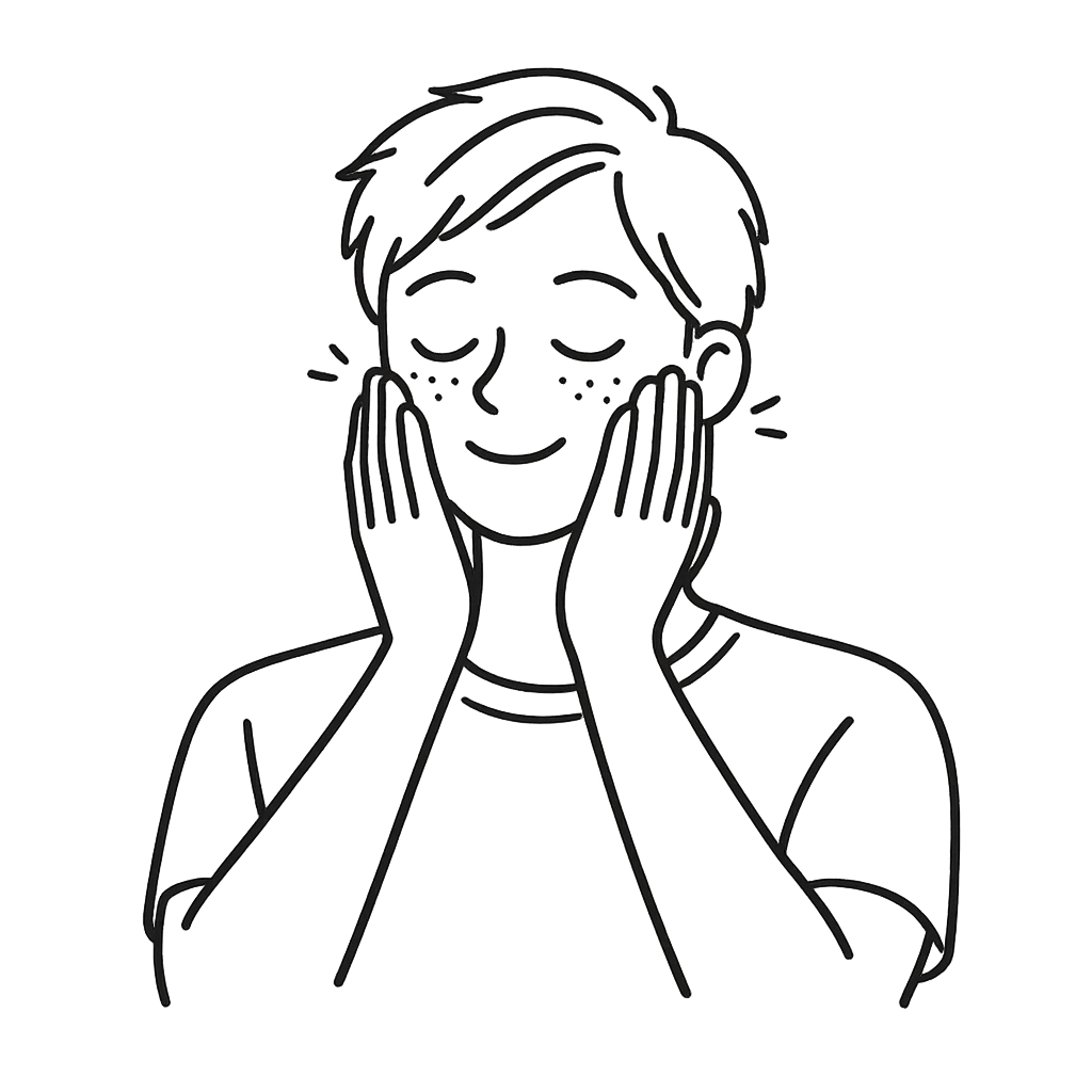 スキンケアしている男性／AMUBELLE／アンベル