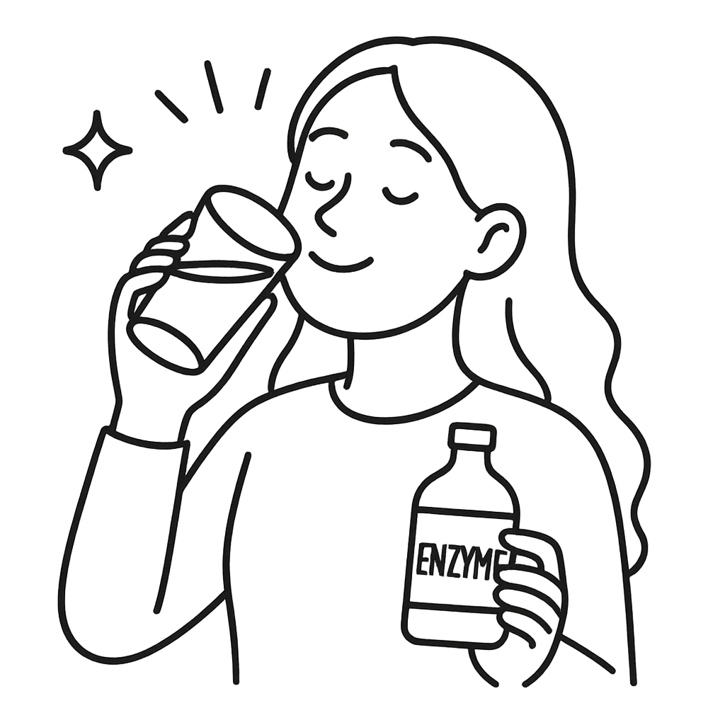 ヤソウエンザイムを飲んでいる女性／AMUBELLE／アンベル