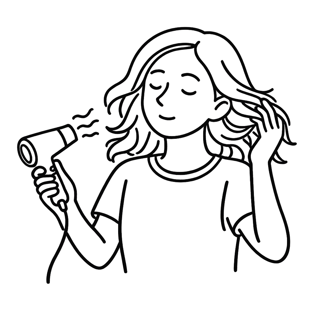 髪を乾かしている女性／AMUBELLE／アンベル