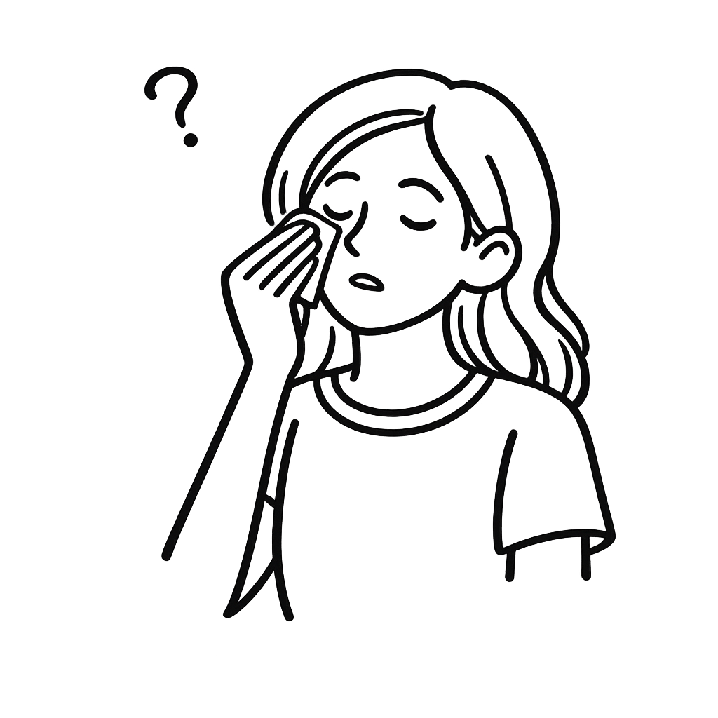 化粧品が合わないかもと感じている女性／AMUBELLE／アンベル