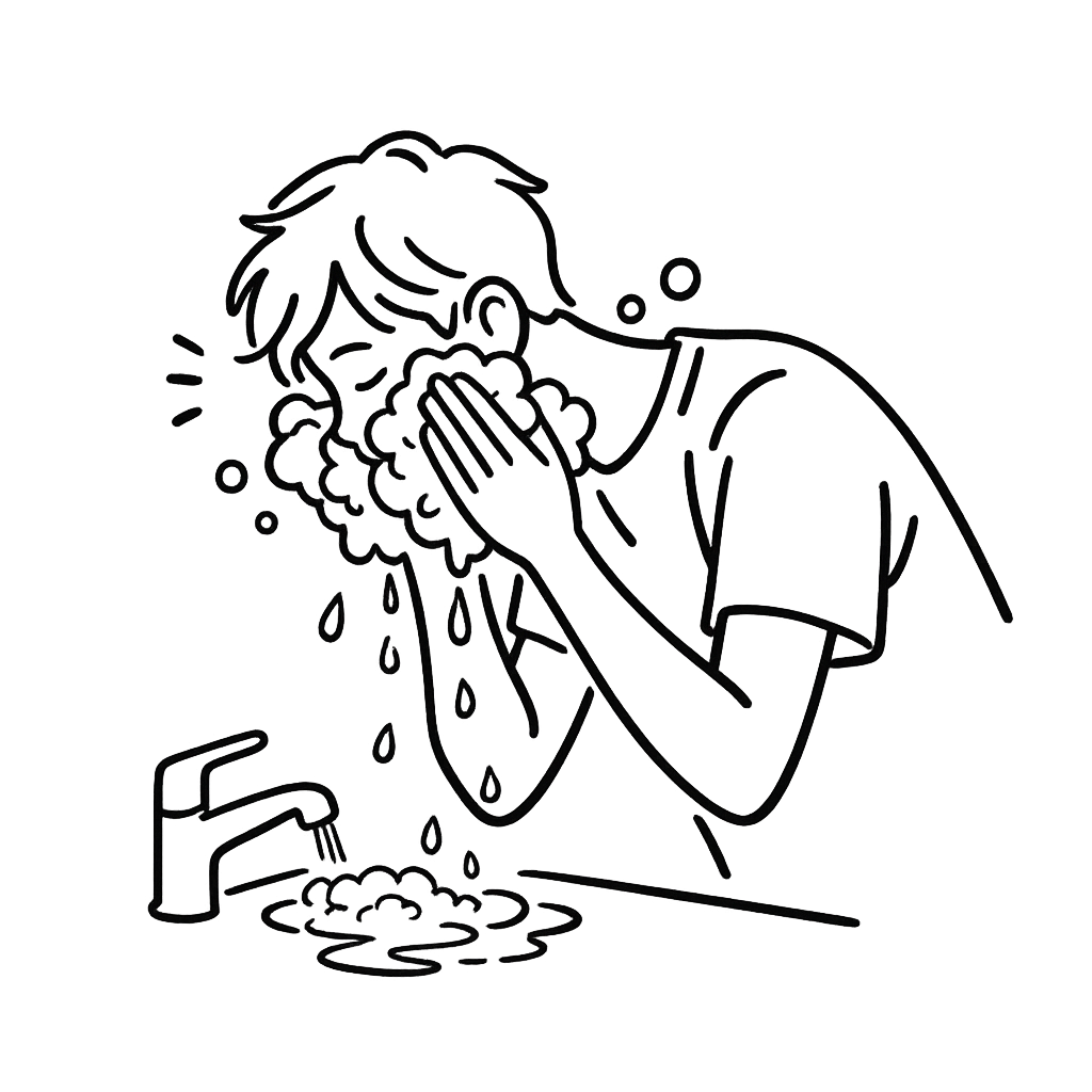 洗顔している男性／AMUBELLE／アンベル