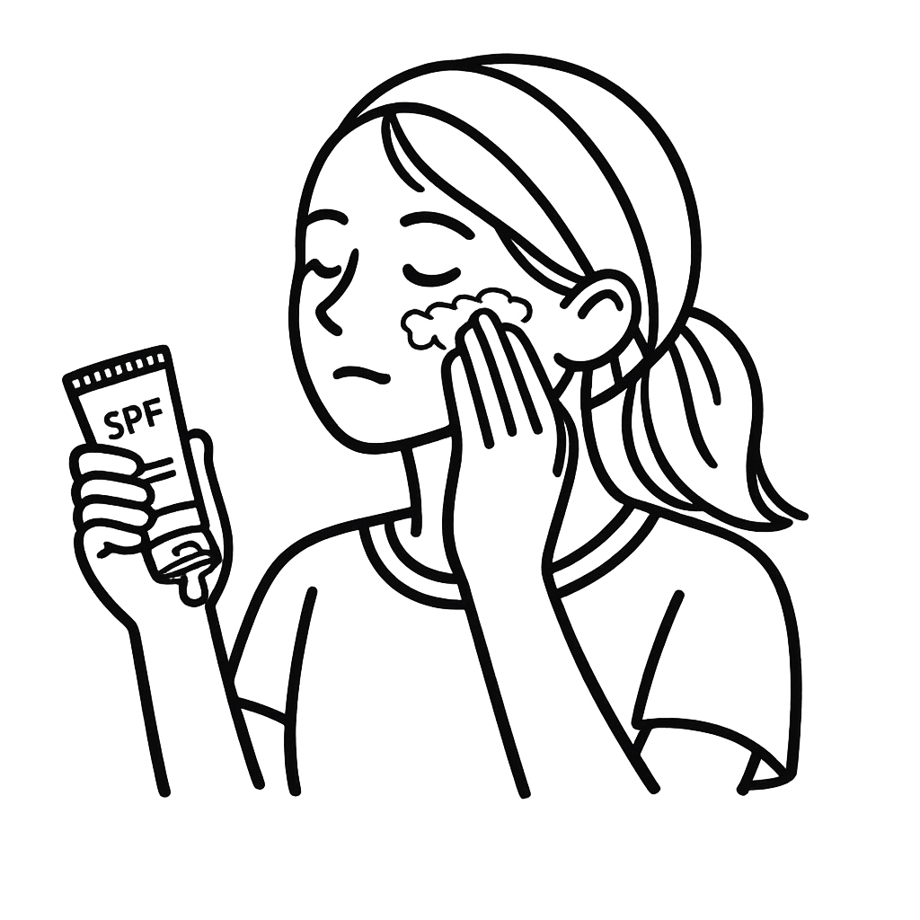 日焼け止めを塗っている女性／AMUBELLE／アンベル