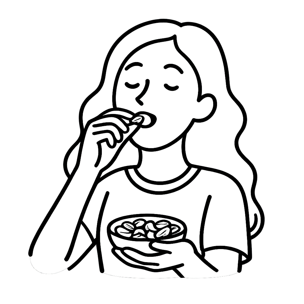 ナッツを食べている女性／AMUBELLE／アンベル