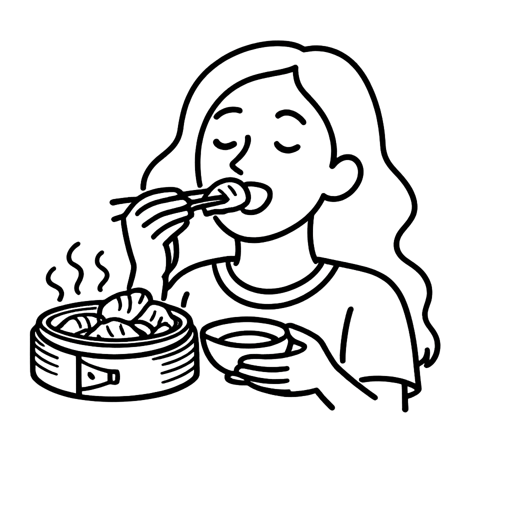 蒸し料理を食べている女性／AMUBELLE／アンベル