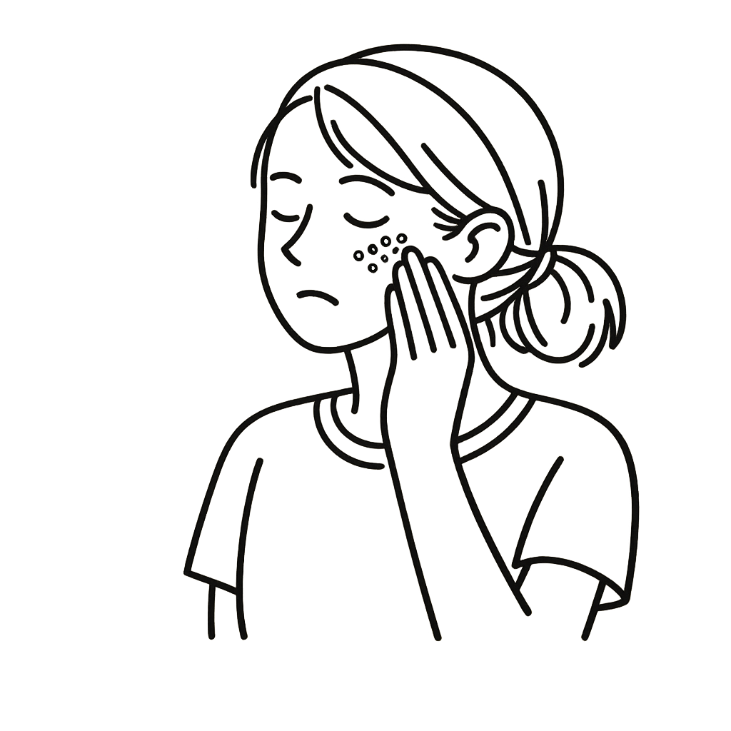 ニキビができている女性／AMUBELLE／アンベル