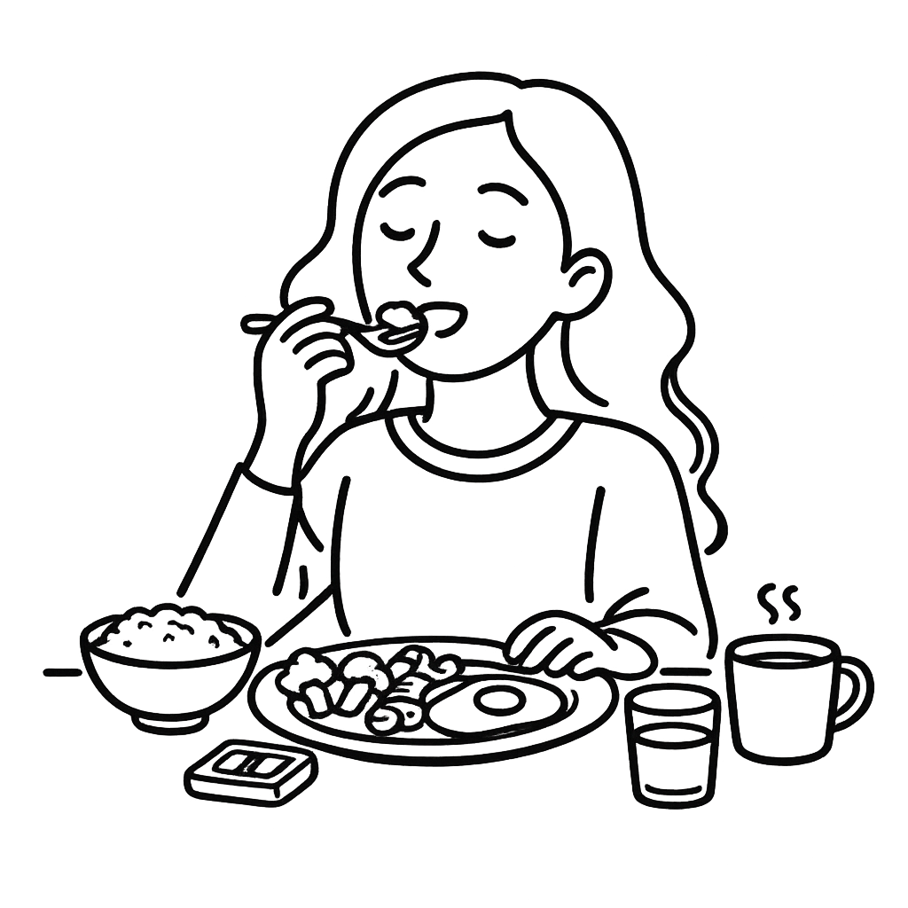 ご飯を食べている女性／AMUBELLE／アンベル