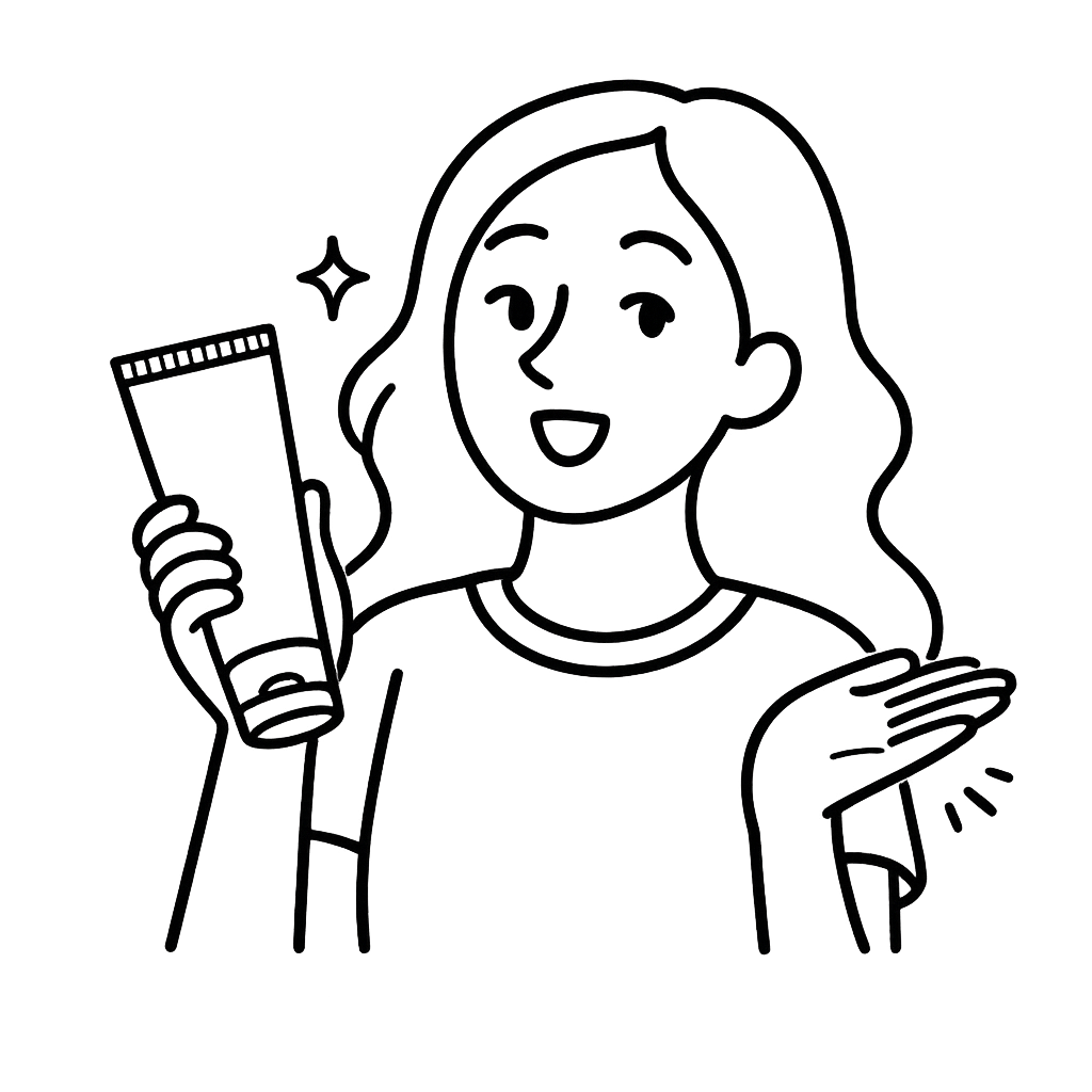 クリームをおすすめしている女性／AMUBELLE／アンベル